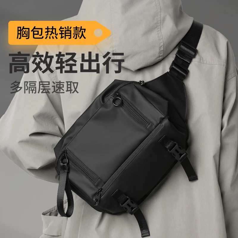 

2023 New Men's Fashion Waterproof Crossbody Bag Casual Chest Multi functional Divider Large Capacity Shoulder