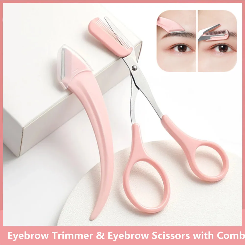 Eyebrow Trimming Knife Eyebrow Face Razor For Women Professional Scissors With Comb Brow Trimmer Scraper Accessory eyebrow scissors