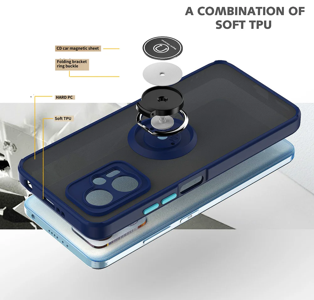 Custodia opaca alla moda KEYSION per Xiaomi POCO X4 GT X4 Pro 5G X3 NFC Custodia trasparente antiurto per telefono ad anello per Redmi Note_voghion.com