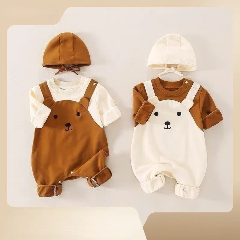 

옷 Baby Clothing Baby Bodysuit Autumn Cute Boy Newborn Creeper Full Moon Hundred Days with Hat for Suits & One-pieces Ropa Bebe