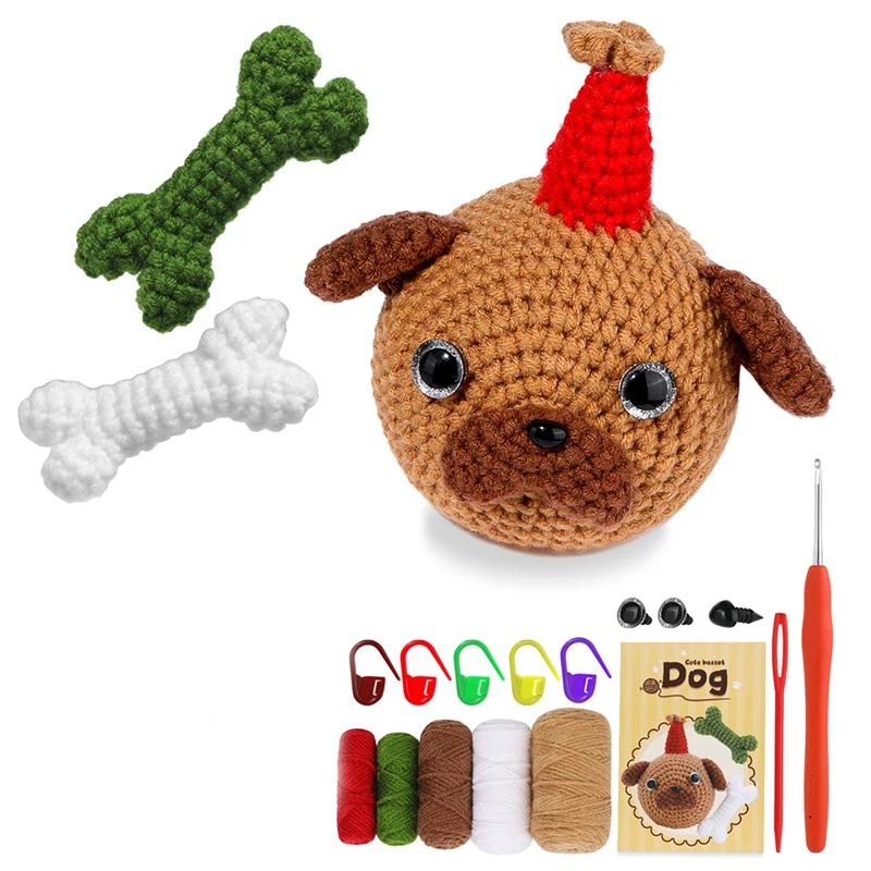

Crochet Kit DIY Basa Dog Crochet Kit With Knitting Yarn Needles Plush Doll Easy