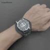 New Luxury Brand Men's Watch Brown Leather Punk Skull Head Metal Buckle 40mm Large Dial Quartz Watch Relogios Masculino 2
