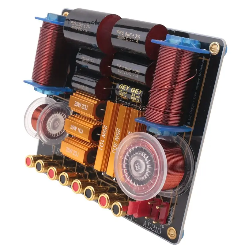 AB97-3방향 450W 전문가용 스피커 고출력 분배기 750Hz/5000Hz 스테이지 홈 시어터 3유닛 오디오 크로스오버 필터 Durab