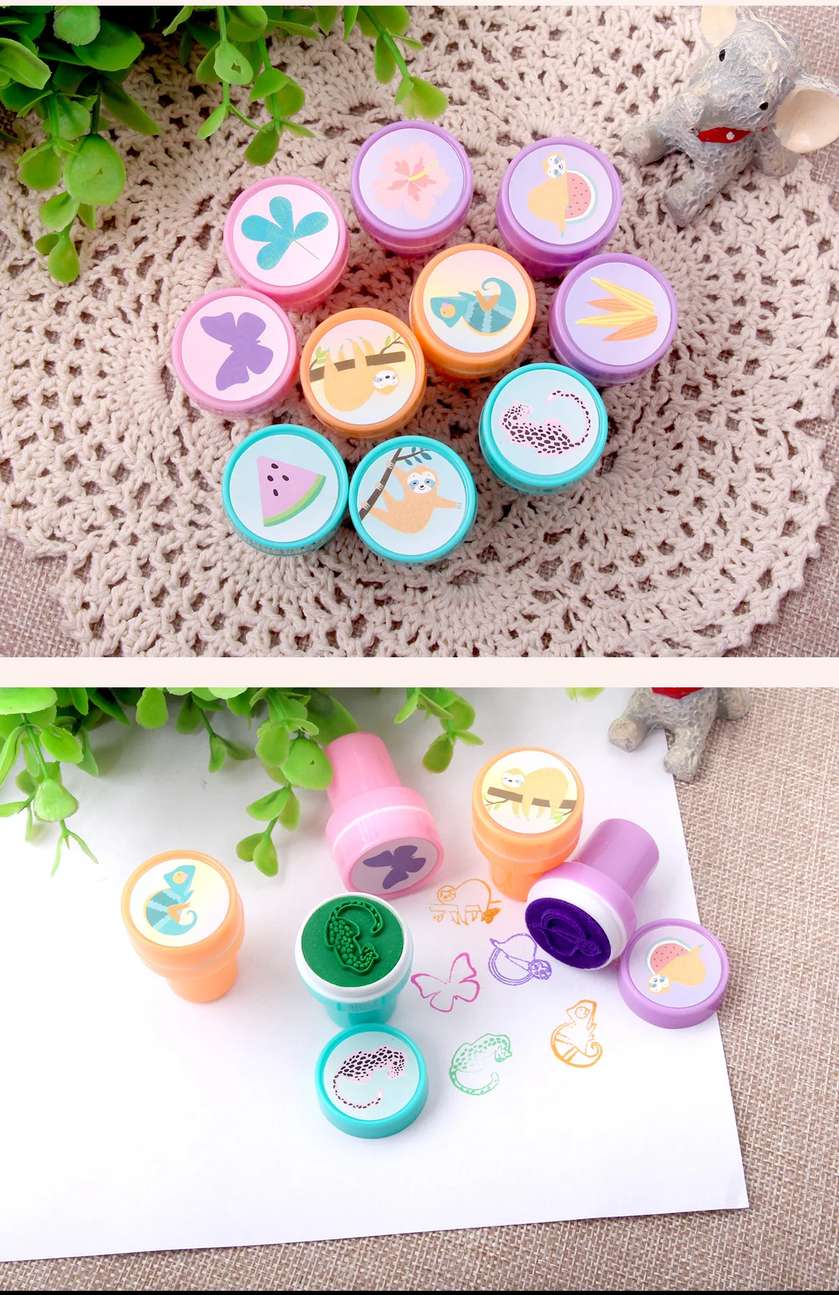 Description Picture 5 of item10PCS Cartoon Self-ink Stamps Toy Gift Kids Favor Mermaid Unicorn Birthday Party Children Gift Christmas Wedding Guest Giveaways