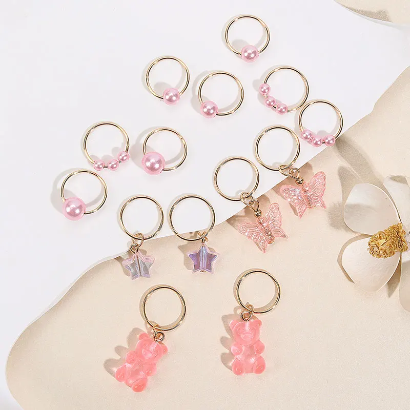 

16/20pcs Butterfly Bear Pendant Hair Clip For Women Braid Charms Pearl Dreadlock Beads Jewelry Girls Hair Style DIY Headdress