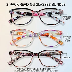 Set of Trendy Blue Light Blocking Reading Glasses - Lightweight and Comfortable Unisex Eyewear - +350 (Mixed Color)