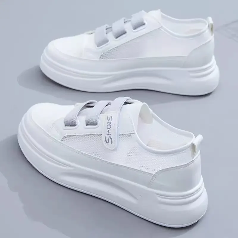 Women White Loop Lace-up Sneakers