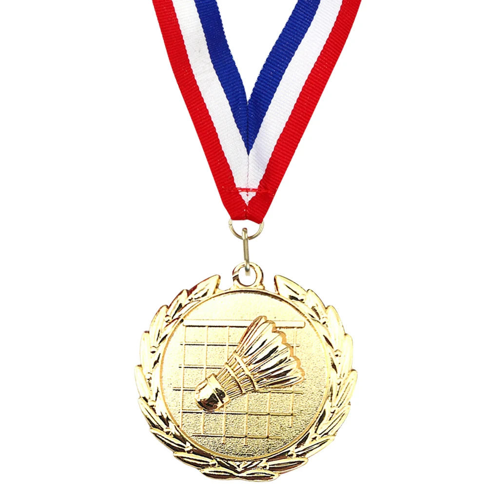5cm Badminton Medal Gold/Silver/Bronze Medal with Neck Ribbon Badminton Award Medals Zinc Alloy for Party Activities
