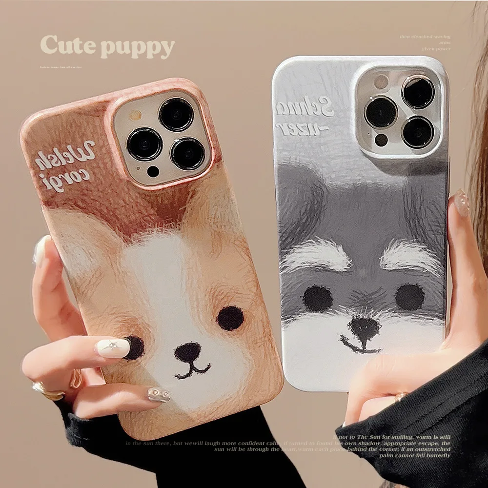 

For iPhone 14 Pro Max Case iPhone 15pro Case iPhone 11 12 13 Promax XS Max XR Dog Cover Hard Women Kids Gray Pnk