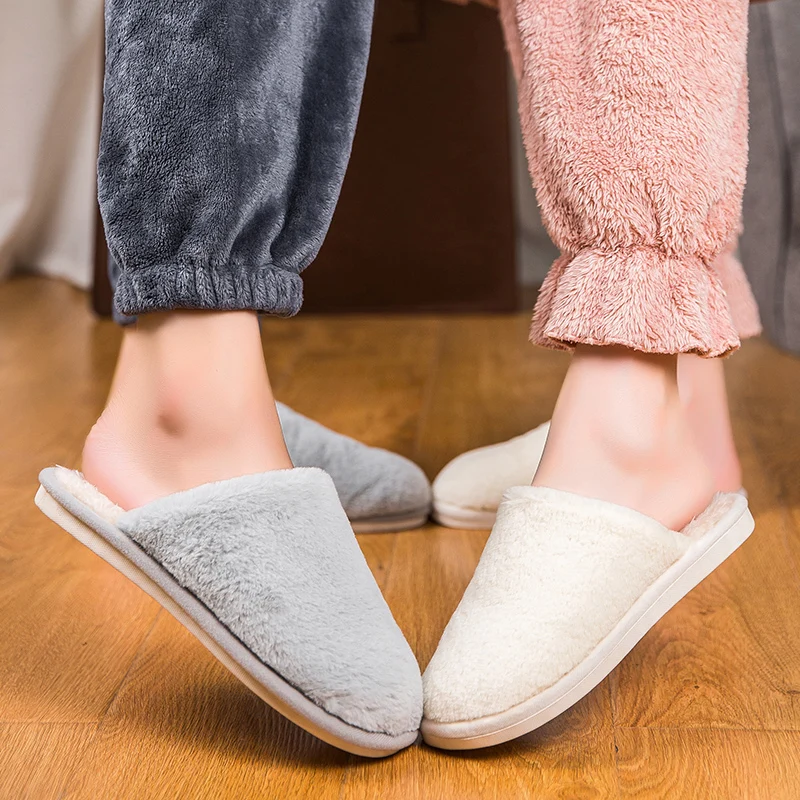 

Cotton Slippers Winter Men's and Women's Indoor Warmth Plush Shoes Anti Slip Platform Slippers Multi Color Couple Home Shoes