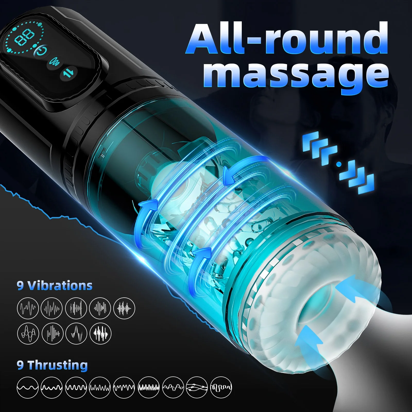 HeartCaptor Electric Thrusting Rotating Piston Stroker for Men Automatic Telescopic Masturbation Cup TPE ABS Material - Details 18