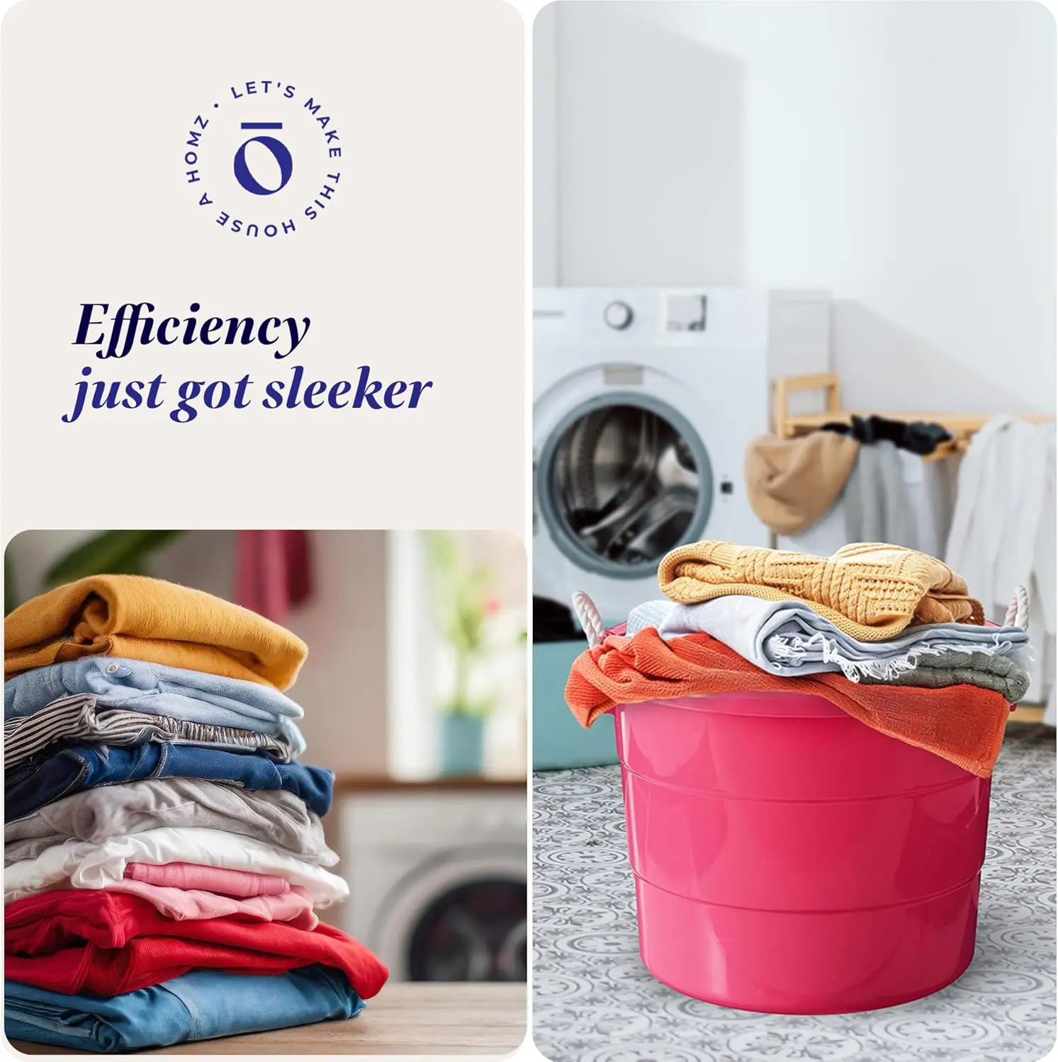 2-Pack Utility Tub, Large Plastic Storage Bucket with Rope Handles, 18 Gallon, Pink - Portable Indoor and Outdoor Buckets