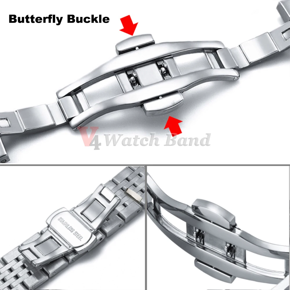 Elegant Solid Stainless Steel Watch Strap Bracelet Replacement