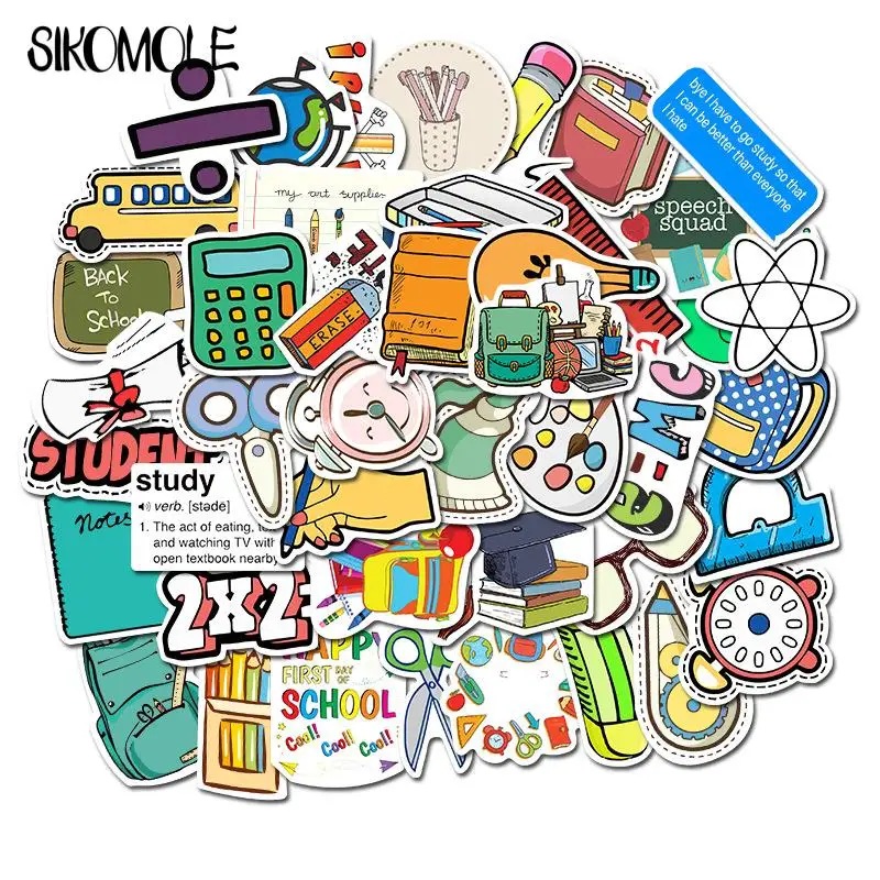 

10/30/50PCS Cartoon School Stationery Sticker Desk Stationery Laptop Snowboard Laptop Luggage Fridge Graffiti Decals Stickers F5