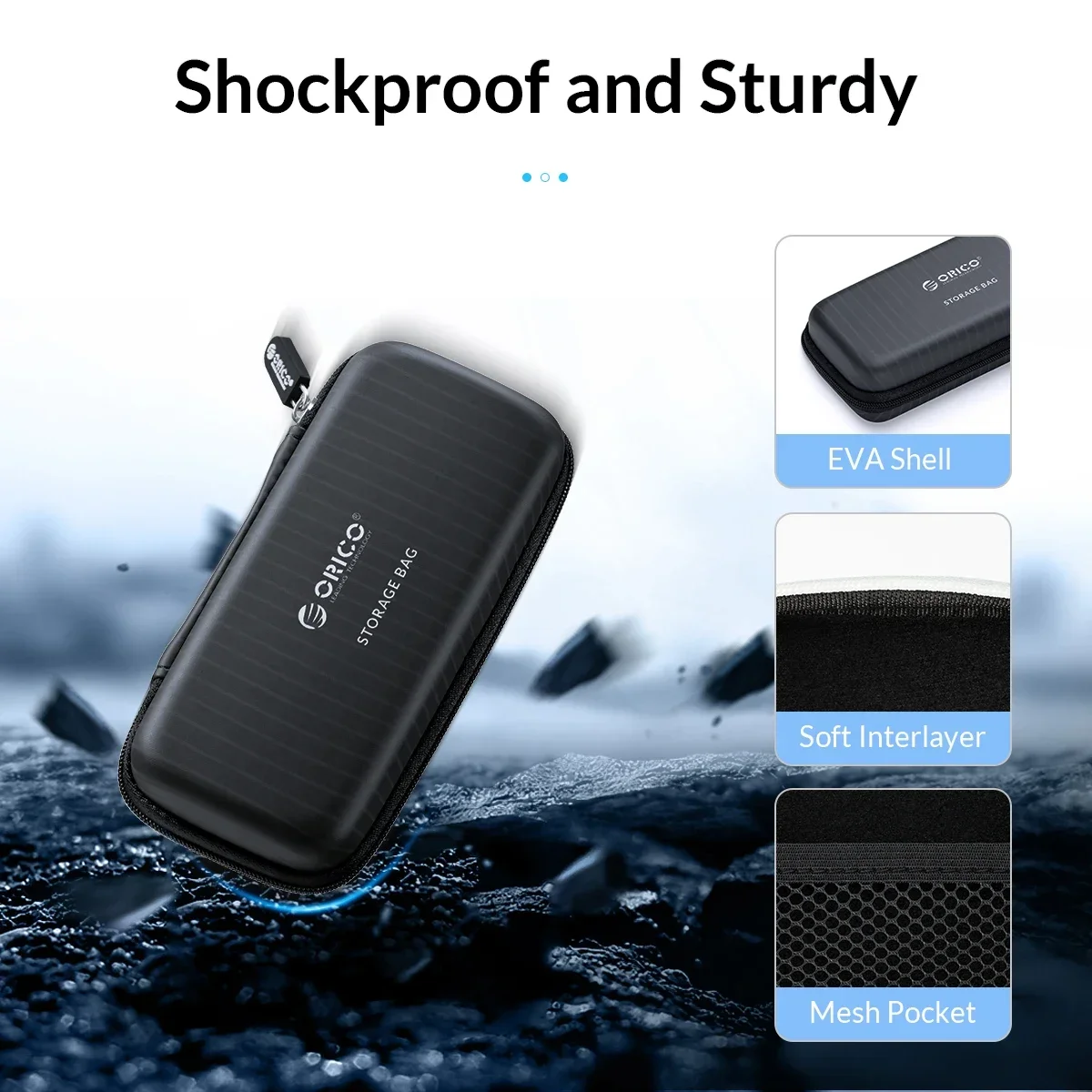 ORICO Ssd Nvme M2 Hard Disk Case Protection Bag for External M.2 Case/M.2 SSD /USB Cable /U Disk Large Capacity Storage Bags - Image 5