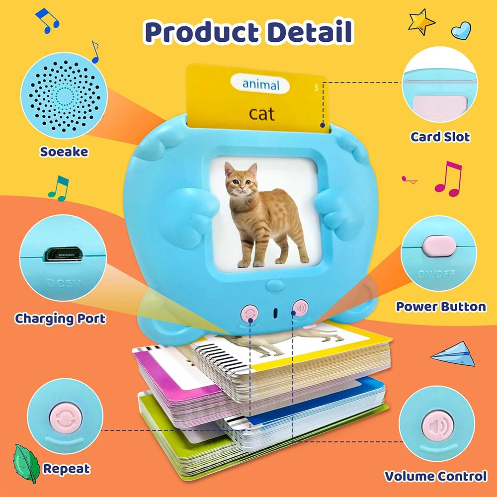Talking Flash Cards Baby Learning Cards with 224 Sight Words Educational Gifts for Toddler Montessori Toys Speech Therapy 3