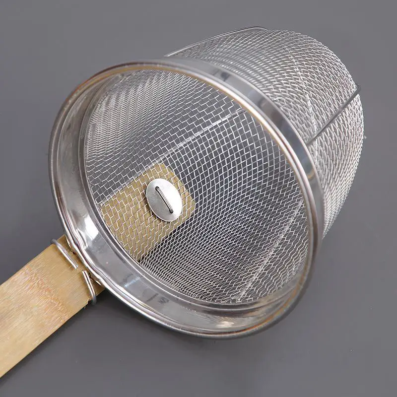 Stainless Steel Mesh Colander Basket With Bamboo Handle Fine Strainer For Noodles Pasta Hot Pot Kitchen Tool Frying Filter