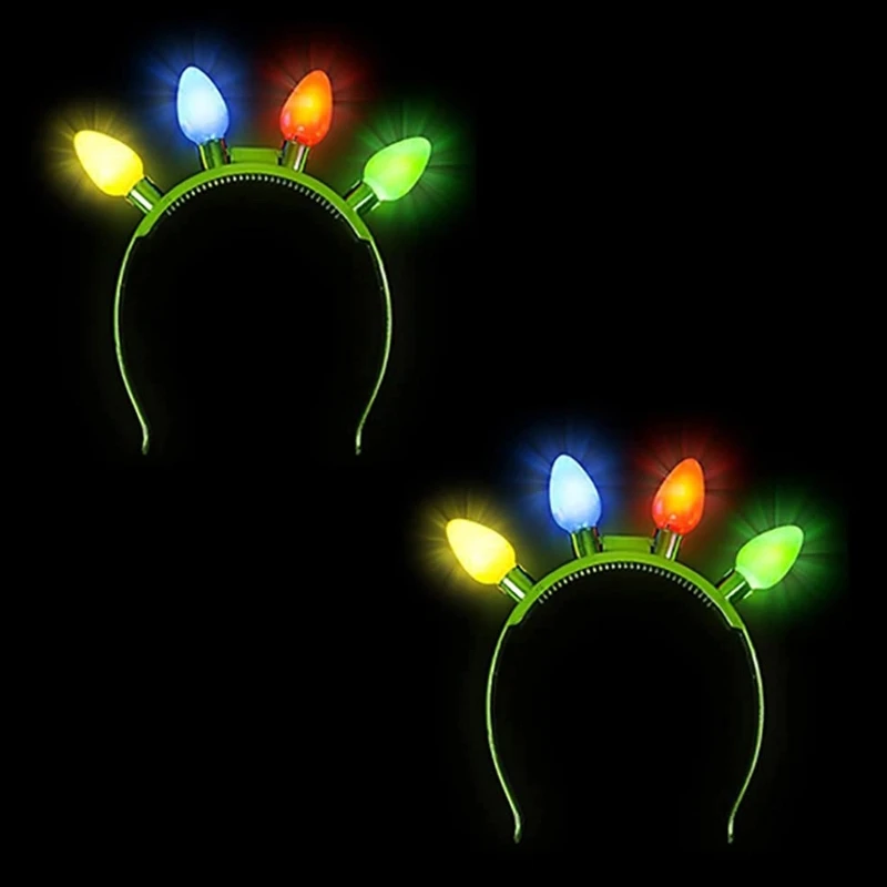 1 Pieces Christmas New Year Eve LED Headband with Festive Christmas Flashing LED