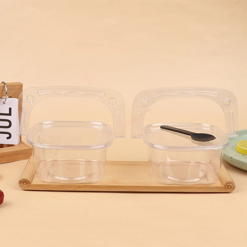 케이크 상자 DIY 플라스틱 상자 포크 스푼 선물 상자, 케이크 포장, 웨딩 홈 파티 머핀 포장, 10 세트