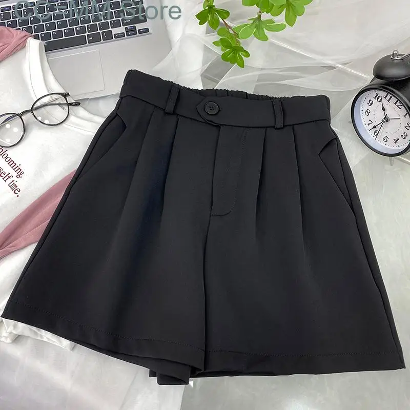 New Baggy Suits Shorts for Women High Waisted Korean Fashion Solid Wide Leg Shorts Office Ladies Casual Shorts