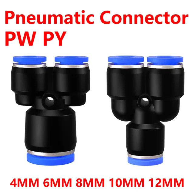Plastic Pneumatic Connector Pipe Fitting Quick Push For Air Water Connecting PY PW 4 6mm 8mm 10mm 12mm Y Shape Hose Fittings 1