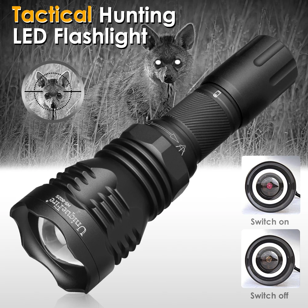 

UniqueFire 802S IR940NM IR850NM LED Hunting Flashlight 3 Modes Adjustable Zoomable Night Vision Torch for Coyote Hog Predator