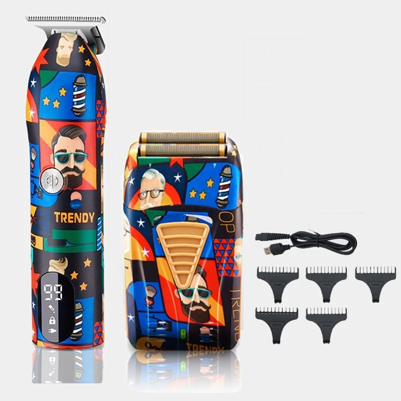 

Barber Professional Hair Clipper Rechargeable Graffiti Electric Finish Cutting Machine Beard Trimmer Shaver Cordless 면도기 전기면도기