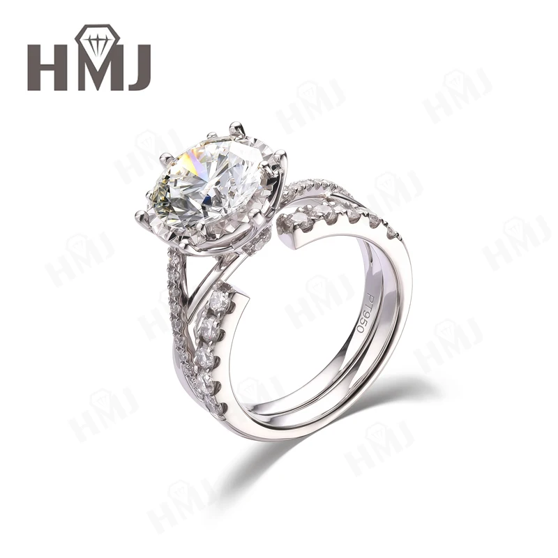 1ct/2ct/3ct Laborgezüchteter Diamantring D-Farbe Rund/Oval/Kissen/Radiant-Schliff 10k/14k/18k für Damen Jubiläumsgeschenk Ehering – Detail 17
