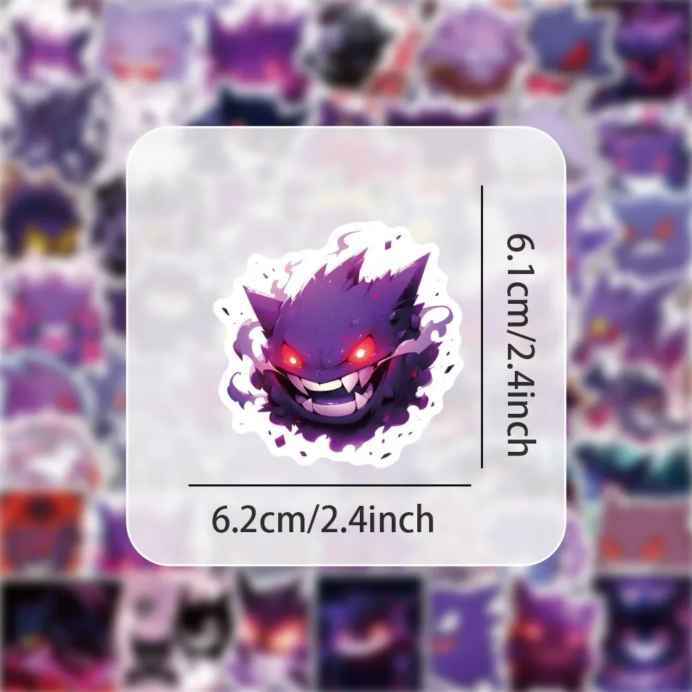 50PCS Cute Pokemon Gengar Cartoon Stickers Decals DIY Decoration Notebook Phone Suitcase Laptop Fridge Kawaii Graffiti Toy 3