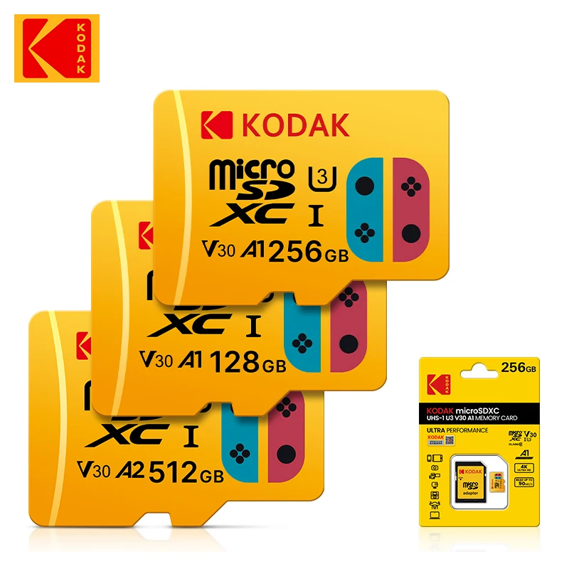 Kodak Micro Sd Card 128Gb 64Gb 256Gb 32Gb Scheda Di Memoria Ad Alta Velocità U3 A1 V30 Classe 10 Sd Tf Card Per Adattatore Freeshipping