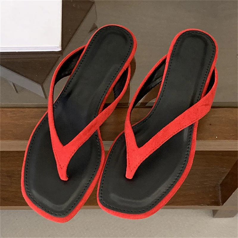 2026 Summer Fashion Shallow Square Clip Toe Slippers Women Low Heels Sandals Elegant Party Flip Flops Female Shoes 2