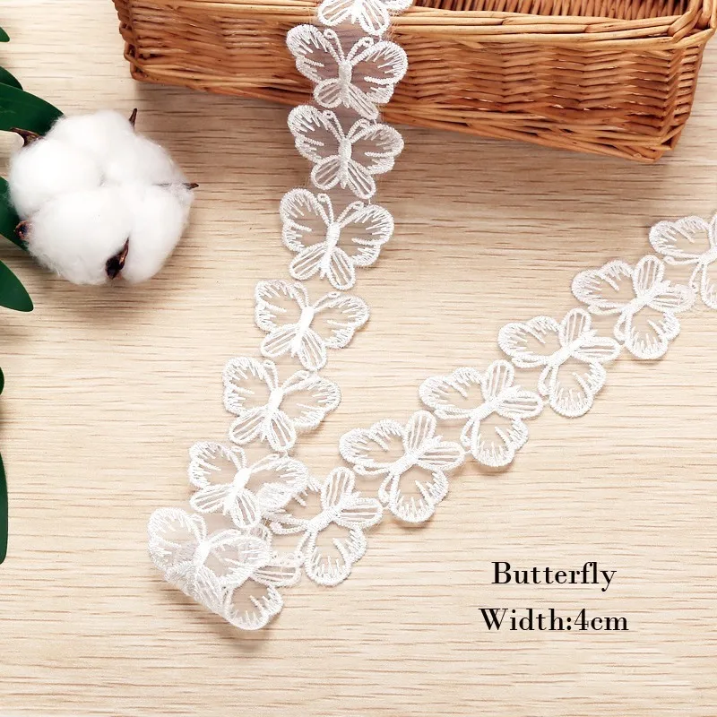 Lace Accessories Clothing Accessories Lace Sewing Supplies Lace Trim edge Embroidery heart Butterfly diy for children's wear 1 Yard/lot