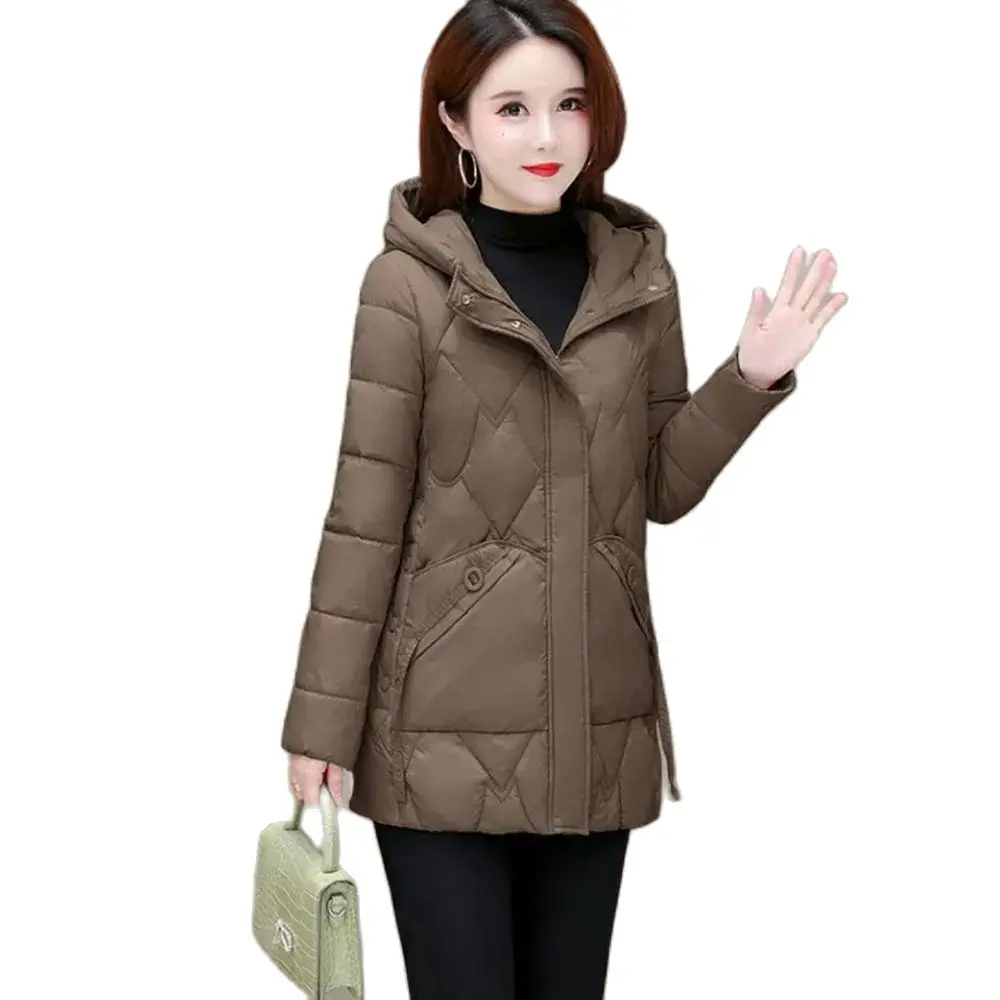 

Middle-aged And Elderly Women's Winter Loose Coat 2024 New Hooded Mother Fashion Western Style Warm Cotton-padded Jacket Woman.