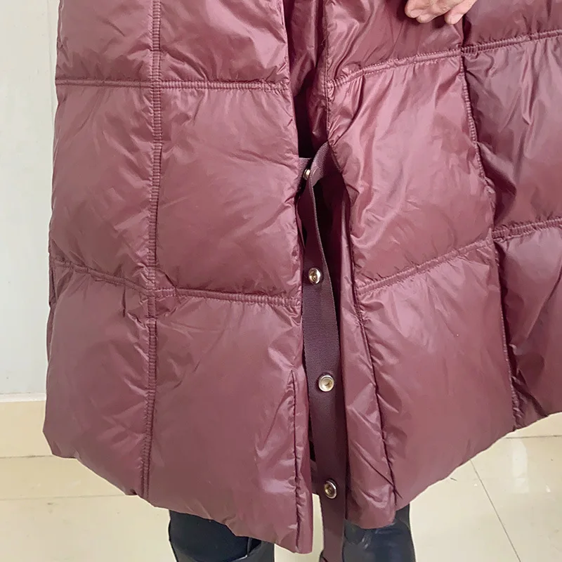 New Winter 2022 women's long parka full sleeve loose hat thick white duck down jacket women's warm coat higt street fashion