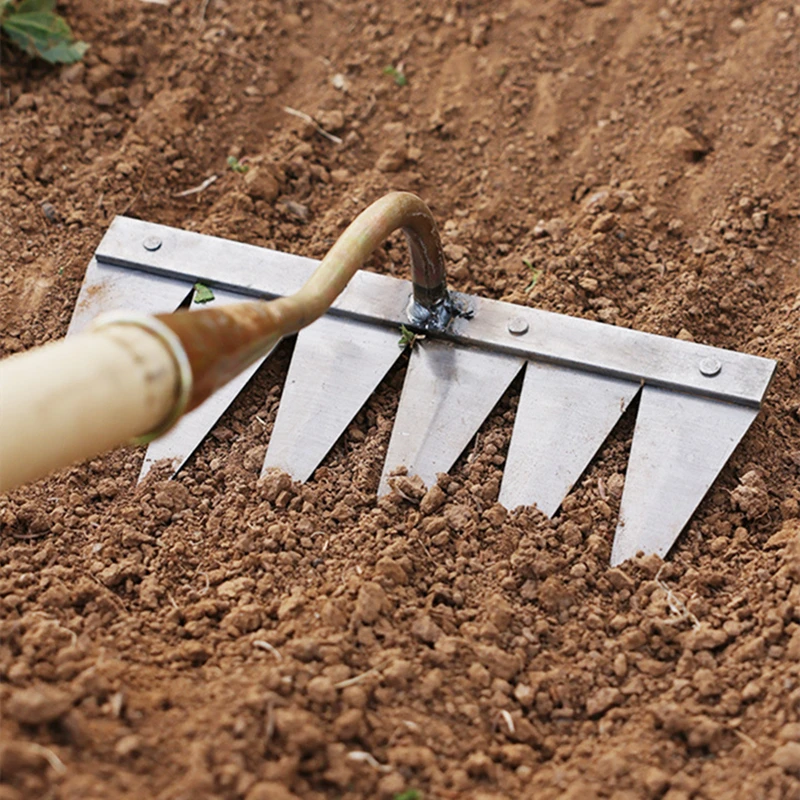 4/5/6/7 Tooth Hoe Weeding Rake Farm Tool Weeding Turning The Ground Loose Soil Artifact Tool Garden Harrow Agricultural Tools images - 6