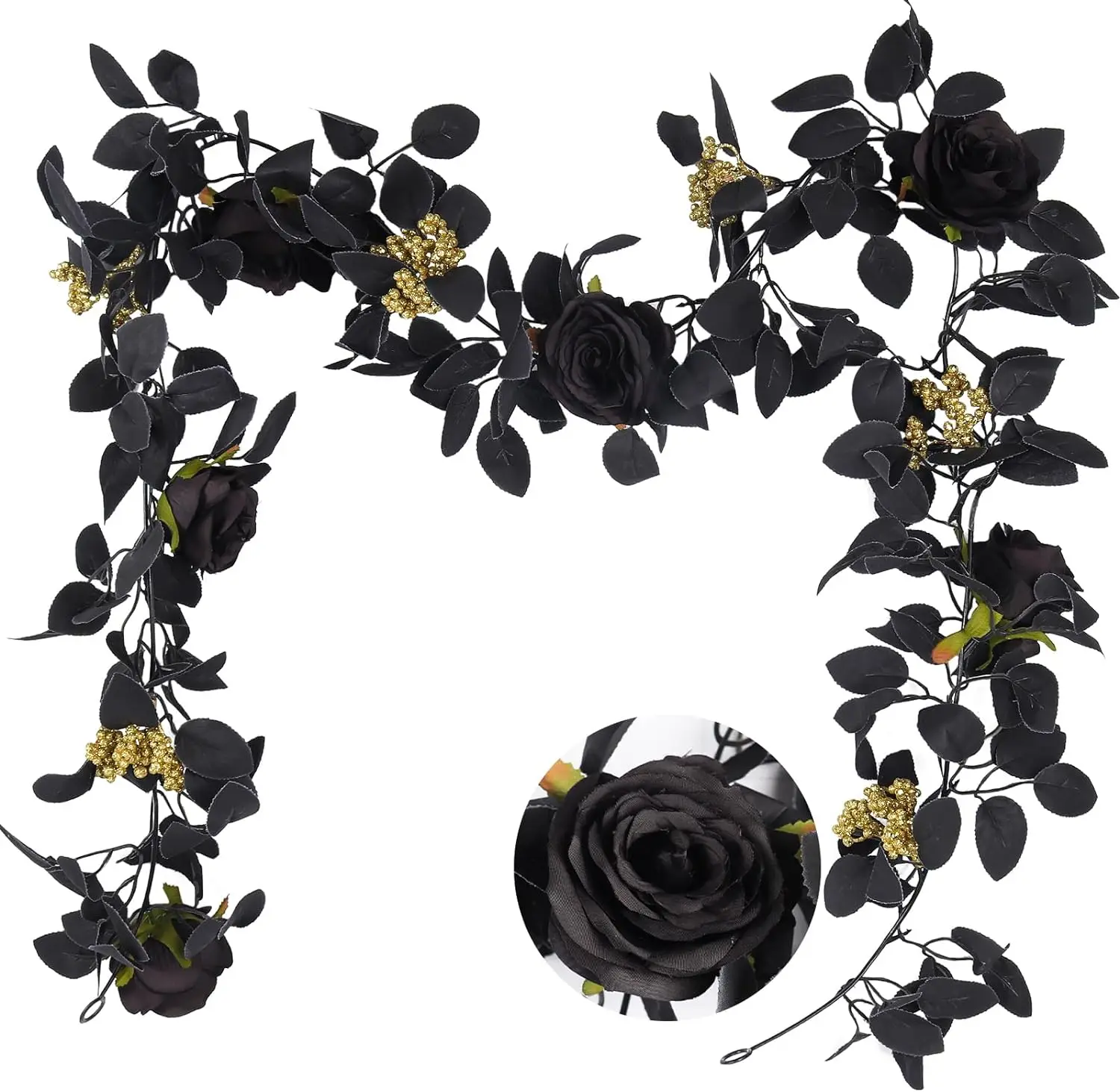 

Artificial Rose Vines Hanging Silk Flower Plastic with Leaf for Wedding Party Centerpiece Home Garden Wall Halloween Decor