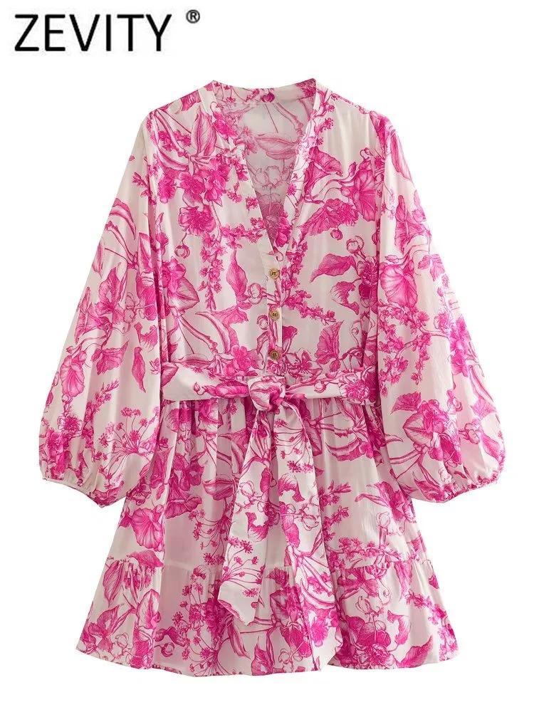 Zevity-Mini-Vestido-camisero-con-estampado-Floral-para-mujer-Vestido ...