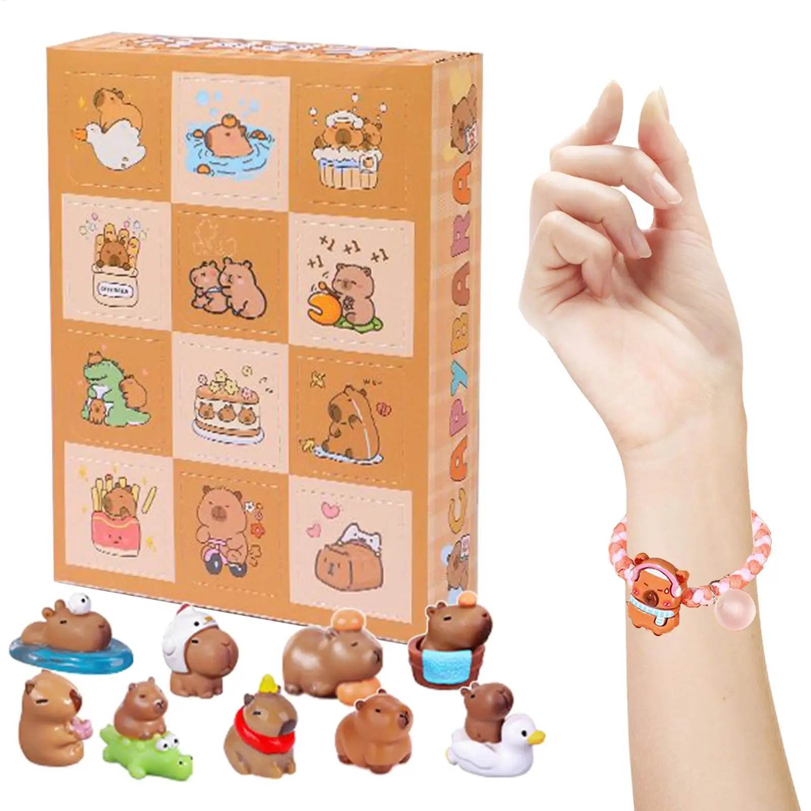Christmas Countdown Calendar Capybara Themed Decoration Mini Capybara Model Dolls Countdown Calendar for Kids New Year Gifts