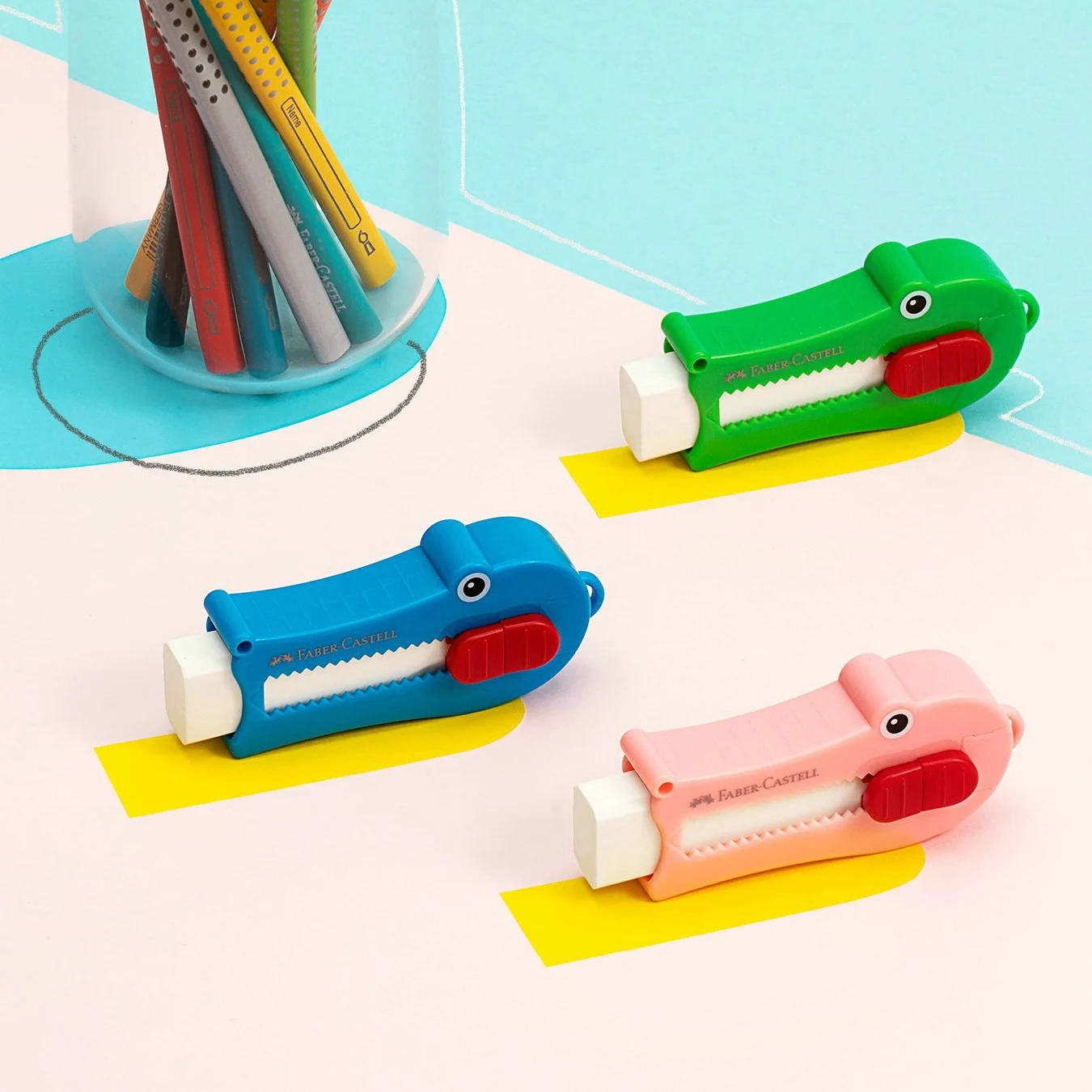 

1/3pcs Crocodile Eraser Slide Type Cute Cartoon PVE Free Latex-free for Kids Pencil Cleaning Stationery School A7237
