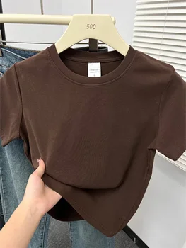 2025 صيف جديد جودة عالية عادية تي شيرت مثير قصيرة الأكمام موضة الاتجاه الصلبة النساء الملابس Y2k القمم 2