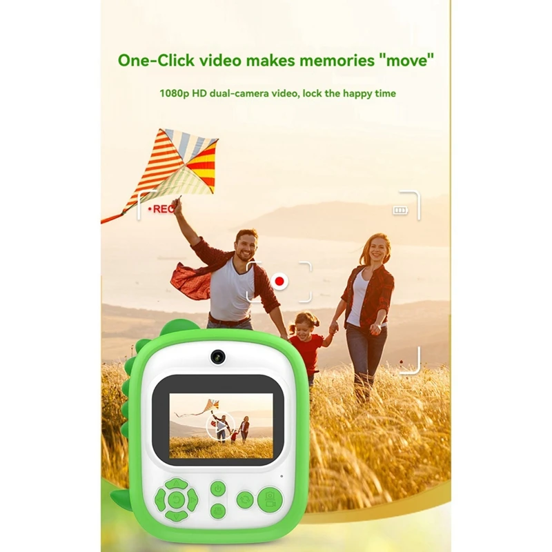 XB-Kids Camera Instant Print Mini Printer 2.4 Inch Screen 12MP 1080P HD Video Camera Kids Instant Digital