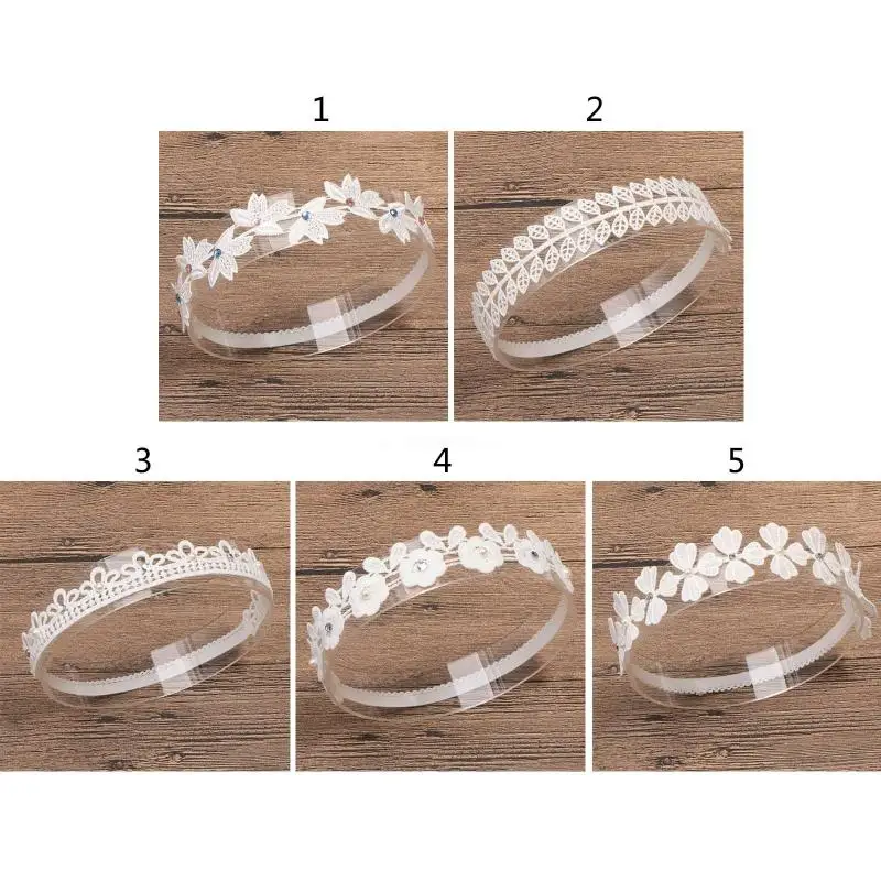 

Baby Girl Headband Headwear Hairband Flower Lace Leaf Crystal for Rhinestone Headwrap Turban for Children Kids Toddler