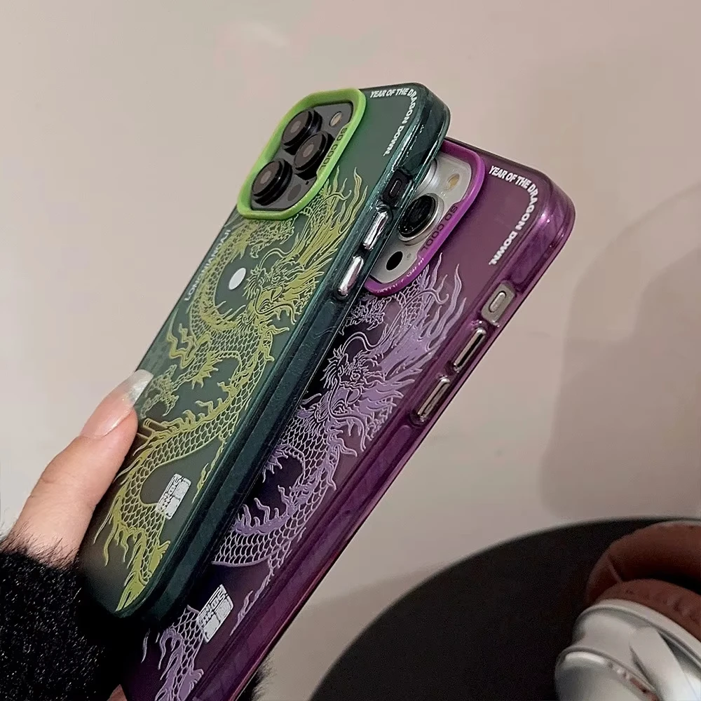 Luxury Dragon Embossed Silver Matte Phone Case Cover