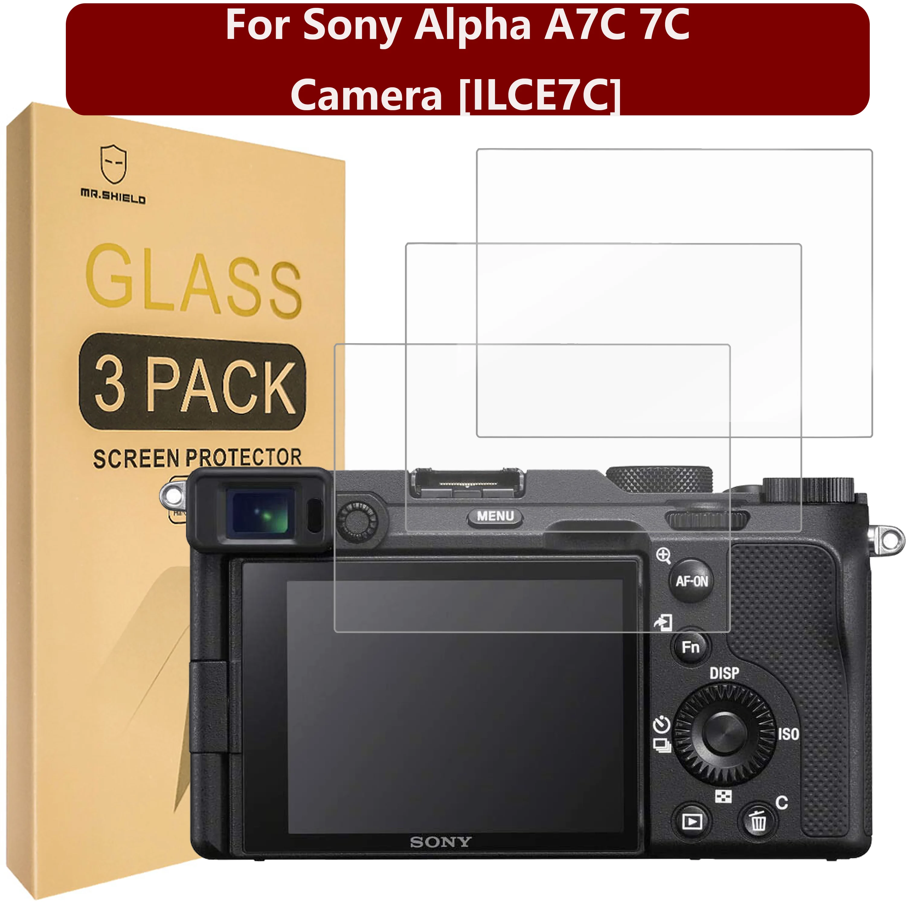 Mr.Shield [3-Pack] Protezione Dello Schermo Per Sony Alpha A7C 7C Camera [Ilce7C] [Vetro Temperato] [Vetro Giapponese Con Durezza 9H]