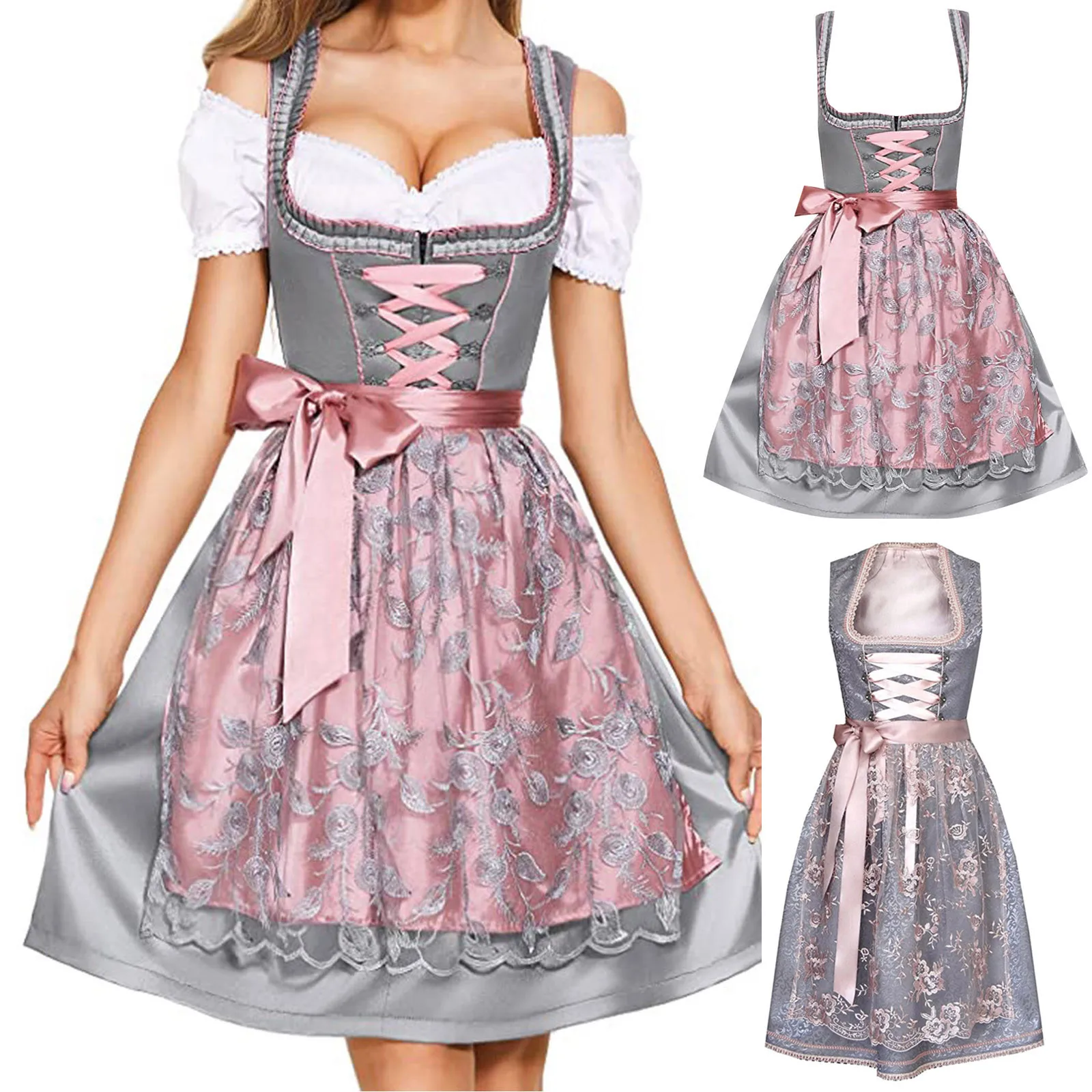 

Women Oktoberfest Costumes Traditional German Bavarian Beer Outfits Maid Waitress Cosplay Straps Carnival Festival Party Dress