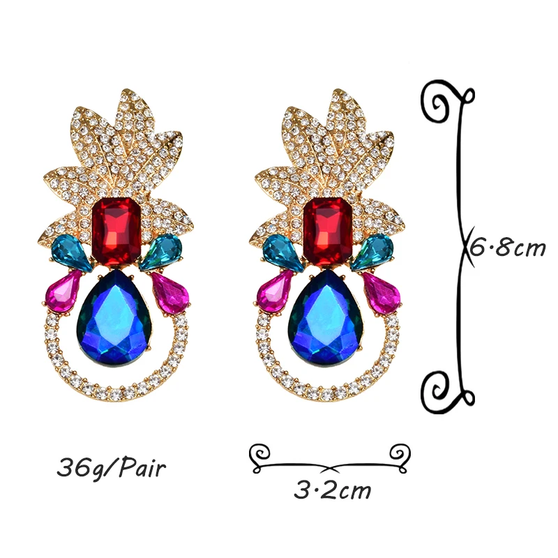 Bohemian Colorful Crystal Glass Metal Earrings 6