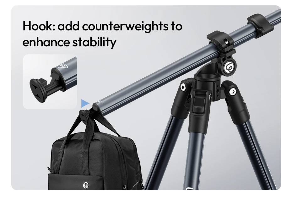 TT59 Horizontal Center Column Tripod 0.1-1.75M for DSLR Camera Video Light for O
