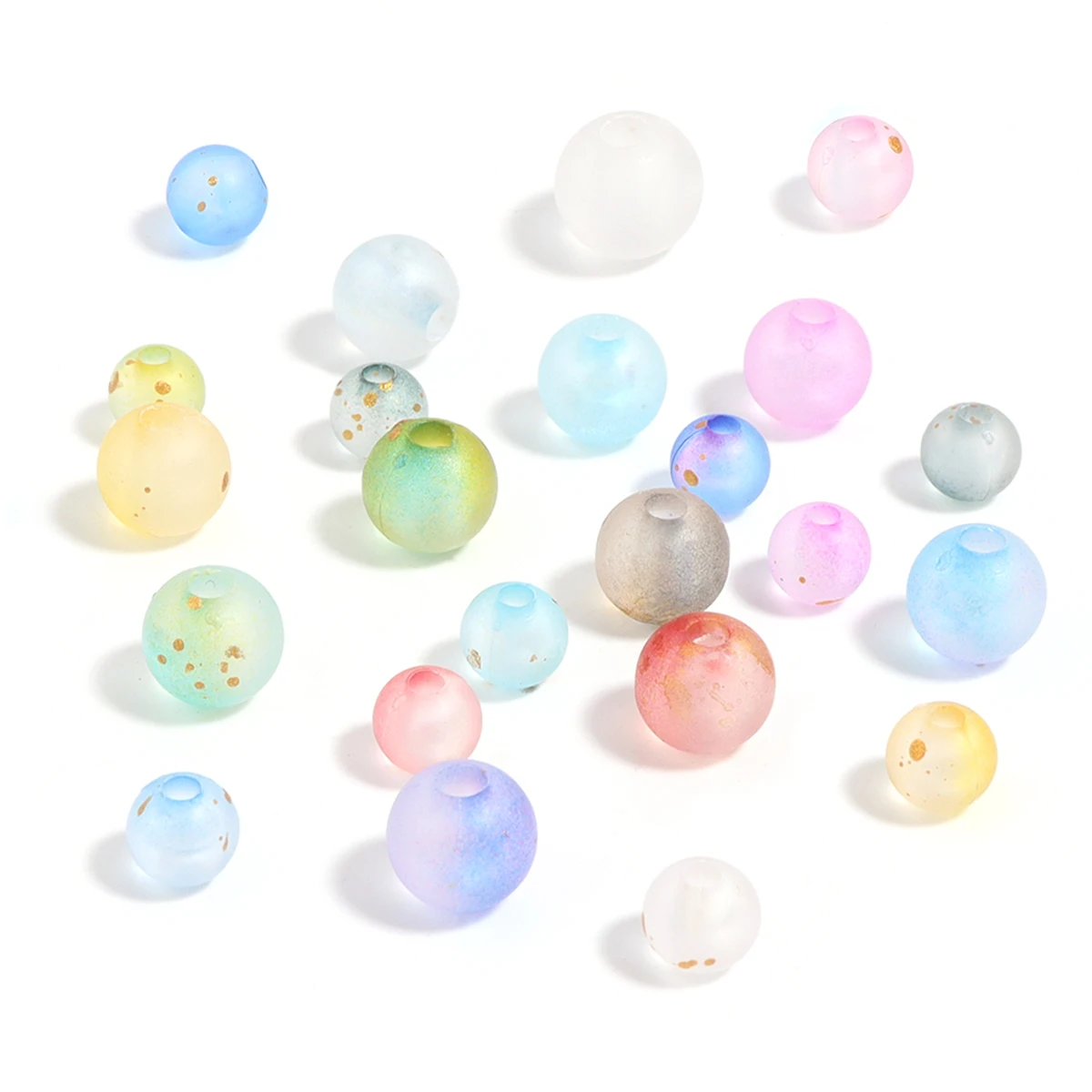 100-200Pcs 6/8mm 다채로운 아크릴 비즈 라운드 매트 스페이서 루즈 비즈 장식 만들기 DIY 수제 공예 액세서리