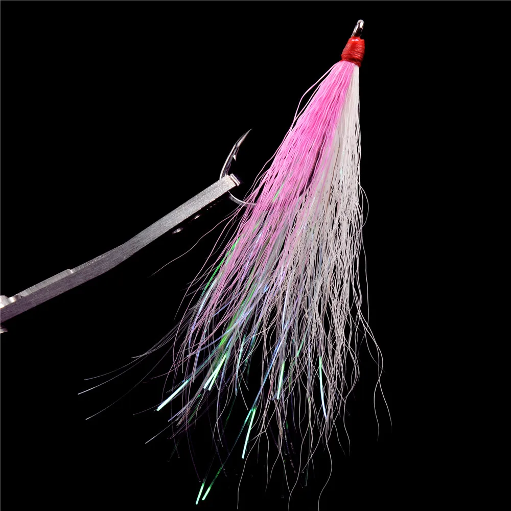 10/20/30Pcs Fishing Bucktail teasers for saltwater with hooks Mylar Flash  Tying fishing teaser skirts jig bait Fluke Rig lure - AliExpress