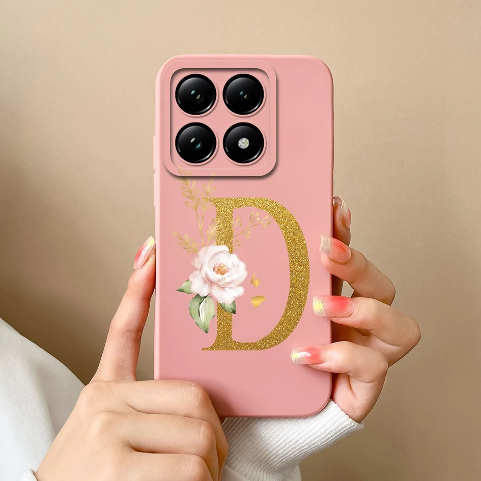 Liquid Soft Silicone Bumper - Pretty Flower Letter Design Anti-Drop Phone Case